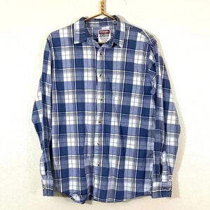 WRANGLER Long Sleeve Button Shirt Plaid Blue Sz M
